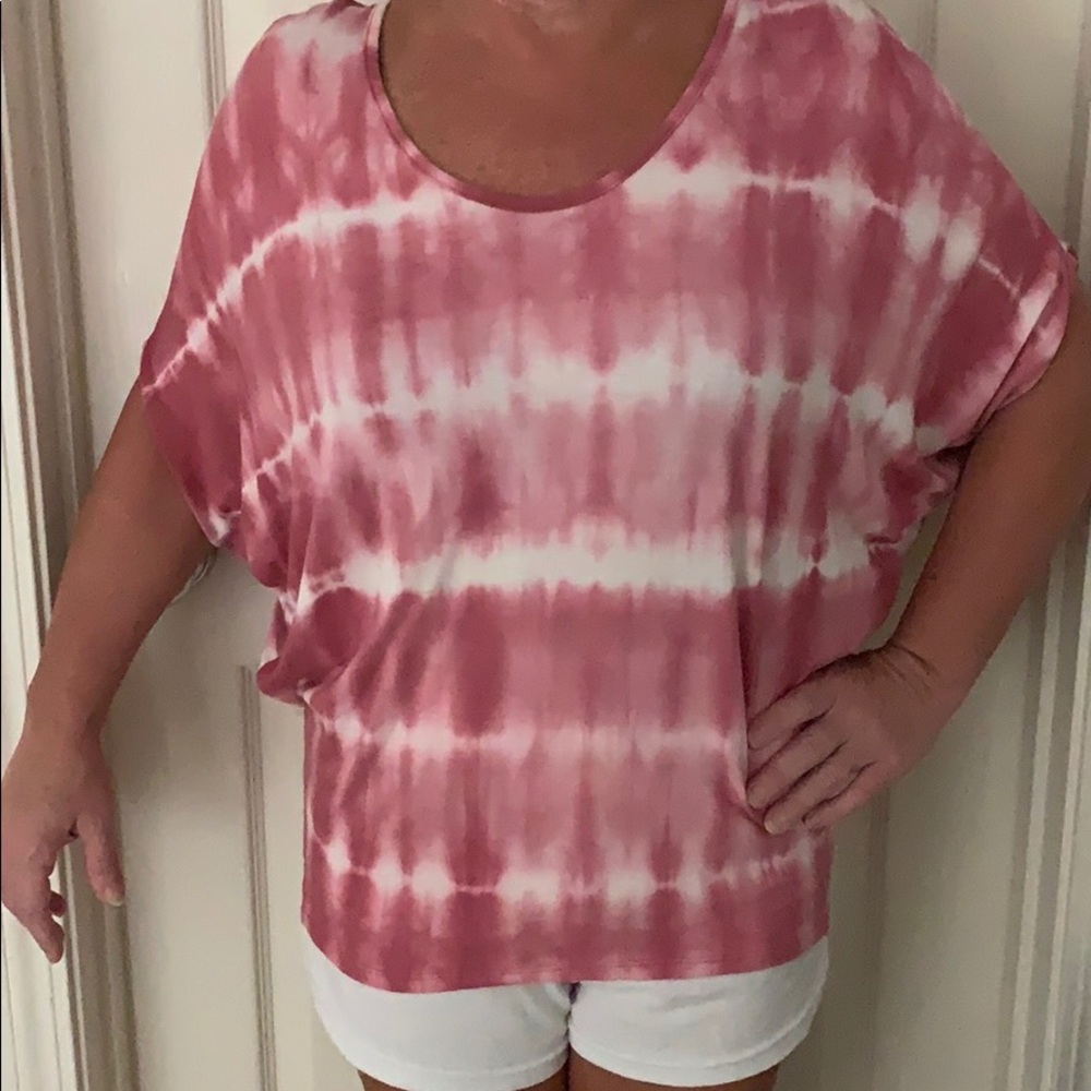 Pink tie dye ladies shirt